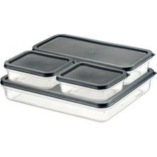 4 Adet Buzdolabı ve Derin Dondurucu Saklama Kabı Seti, Fresh Box, Dolap Düzenleyici ve Buz Dolabı Organizeri, Bpa Içermeyen Pp Plastik,gıdaları Taze Tutma,mutfak Düzenleyici (Gri)