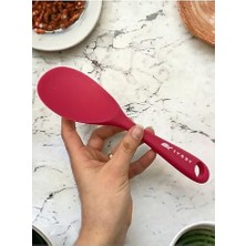 Silikon Kaşık Seti, 28 cm Uzun + 22 cm Kısa Kaşık, Isıya Dayanıklı, Fuşya, 2 Adet