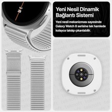 Galaxy Watch 8 (40MM/44MM) ve Watch 8 Classic (46MM) ile Uyumlu Metal Bağlantılı, Hafif ve Yumuşak Kumaşlı Hasır Kordon (Gri)