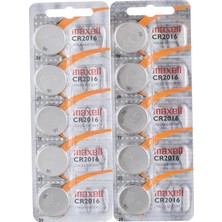 Maxell 10 Adet CR2016 Pil (Lityum Düğme Pil 3V Pil 2 x 5'li Paket Düğme Pil)