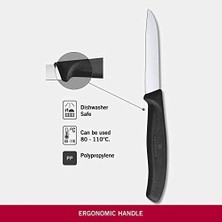 6.7403 Swissclassic 8cm Düz Soyma Bıçağı, Siyah