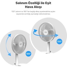 Xenon Smart Akıllı Vantilatör | 8000 Mah Taşınabilir Şarjlı 4 Kademeli Masaüstü Fanı Ayaklı Vantilatör X6103
