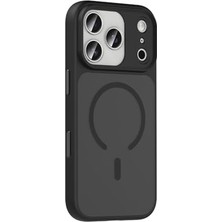 Senon Apple iPhone 17 Pro Max Için Kılıf Mat Arka Yüzey Magsafe Uyumlu Şarj Özellikli Zore Flet M-Safe Kapak (Siyah)