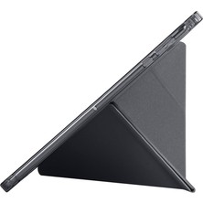 Galaxy Tab A11 8.7" X130 ile Uyumlu Akıllı Kılıf, Kalem Bölmeli Lansman Antrasit Origami Standlı Darbe Emici Şeffaf Arka Kapaklı Ultra Ince Popüler Tablet Kılıfı