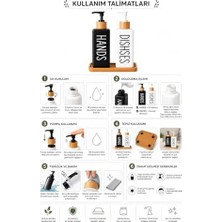 Modern Yaşam Alanları Için Minimalist Bambu Tepsili Çiftli Sabunluk Seti, Siyah Beyaz Şık Tasarım, El Sabunu ve Bulaşık Deterjanı Için Pratik Kullanım, Kaymaz Taban, Kolay Dolum, Temiz ve Düzenli Görü