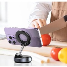 Manyetik Vakumlu Katlanır Araç Telefon Tutucu, 360 Derece Dönebilen, Güçlü Mıknatıslı, Akıllı Telefon Tutucu, Ayna, Cam, Torpido (Siyah)