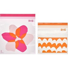 Istad Kilitlenebilir Buzdolabı Poşeti, Pembe-Turuncu, 2,5 Lt ve 1,2 Lt, 50 Adet