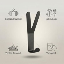 Yapışkanlı Metal Y Askı Duvar Askısı Siyah Modern Tasarım Çok Amaçlı Askılık Gardrop Dolap Içi Banyo Mutfak Kapı Arkası Askı Güçlü Taşıma