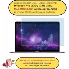 MacBook Pro 16.2 Inç M2 M3 M4 Uyumlu Anti Blueray Ekran Koruyucu Mavi Mor Işık Filtresi Göz Yormayan Retina Net Görüntü Touch Id Şeffaf