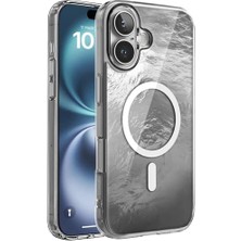 iPhone 16 Için Shinemag Serisi Magsafe ile Uyumlu Göz Alıcı ve Şık Metalize Arka Tasarım Yüksek Kalite Materyal Premium Hybrid Kılıf Kapak (Silver, 16)
