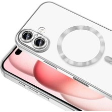 Apple iPhone 16 ile Uyumlu Kılıf Kamera Korumalı Logo Gösteren Parlak Renk Kenar Çizgileri ile Şık Bir Tasarım Colored Z-Omega Kapak Gümüş