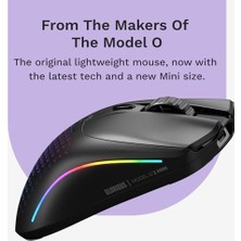 Glorious Model O 2 Mini Kablosuz Siyah Oyuncu Faresi: 57 Gram, 210 Saate Kadar Pil Ömrü, Çifte Kablosuz 2.4 Ghz ve Bluetooth 5.2, 26K Optik Sensör, 80 Milyon Tıklama, 6 Programlanabilir Düğme,