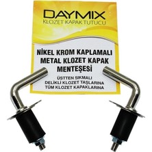 Daymıx Nikel Krom Kaplamalı Metal Klozet Kapak Menteşesi, Üstten Sıkmalı, Delikli Klozet Taşlarına Uyumlu