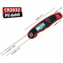 Dijital Hızlı Okunan Mutfak Termometresi - Mıknatıslı, Katlanabilir, Arkadan Aydınlatmalı Ekran, 240° Dönebilen Prob, -50°C-300°C Aralığı