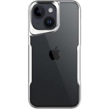 & Aksesuar Apple iPhone 15 ile Uyumlu Arkası Şeffaf Silikon - Yükseltilmiş Lens Çerçeveli Airprotect Tasarımlı Darbe Emici Kılıf (Gümüş)