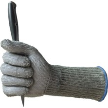 Empressco Uzun Kasap Eldiveni Kesilmez Çelik Eldiven Paslanmaz Metal Tel Hasır Örgü S-M-L-Xl