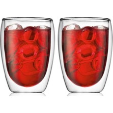Çift Cidarlı Cam Bardak, Meşrubat Bardağı 300 Ml, Beyaz, Elde Yıkanabilir, 2 Adet Set - 12772