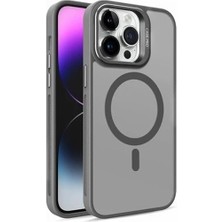 iPhone 13 ile Uyumlu Kamera Lens Aparatlı Stand Olabilen Magsafe ile Uyumlu Kamera Korumalı Şeffaf Full Color Magnetic Wireless Telefon Kılıfı (Titanyum, iPhone 13)