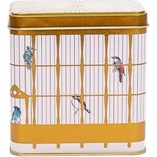 EVLE-ER205-T7 Bird Cage Desenli Kare Metal Saklama Kabı 9x9 cm (Bird Cage)