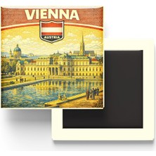 Avusturya Viyana Şehri Temalı Vintage Buzdolap Magneti – 9x9 cm