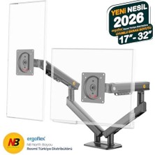 North Bayou Nb A5C Ergonomic 17-32 Inch Çift Kol 2-9 kg Kapasiteli Yeni Nesil Profosyonel Monitör Standı (Siyah)