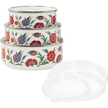 Serenk 14-16-18 cm Emaye Üçlü Saklama Kabı Seti