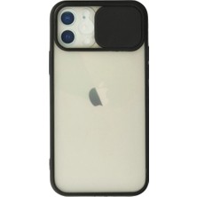 Royaleks Apple Iphone 12 Kılıf Palm Buzlu Kamera Sürgülü Silikon - Siyah