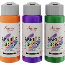 Yeşil, Mor, Turuncu Akrilik Boya 3'lü Set 3X60 ml
