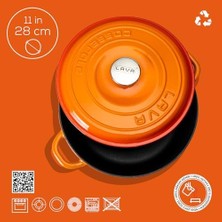 Döküm Yuvarlak Çok Amaçlı Yayvan Tencere New Heritage Serisi ÇAP(Ø)28CM. Turuncu