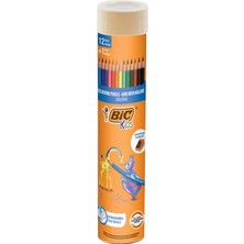 Happy Trend Bıc Kids Evolution Kuru Boya Kalemi 12'li Metal Tüp, Kıymık Oluşturmaz, Çiğnemeye Karşı Dayanıklı, Kolay Açılır