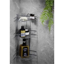 Happy Trend Sas Haus Paslanmaz Krom 3 Katlı Banyo Köşeliği Şampuanlık Köşelik Banyo Rafı Ek-03