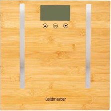 Happy Trend Goldmaster Bioslim Geniş LED Ekran Dijital Bambu Yağ Ölçer Fonksiyonlu Vücut Analizli Banyo Baskülü Tartı