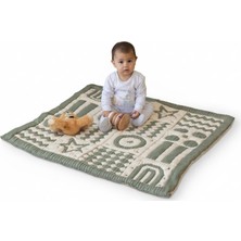 Happy Trend 3D Yumuşak Organik Pamuk Emekleme Battaniyesi – Gots Sertifikalı, 100X100 Cm, Montessori Tasarım, Motor Beceri Gelişimi Için, Çift Taraflı, Iplik Ucu Içermez, Yıkanabilir ve Sürdürülebilir