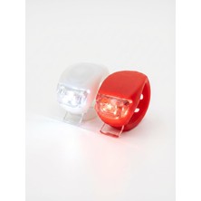 Happy Trend Busstier Silikon Bisiklet LED Fener Seti 2 Parça Su Geçirmez Ön Arka Işık Kolay Montajlı CR2032 Pilli Gece Sürüş Güvenlik Lambası Motosiklet Scooter Uyumlu