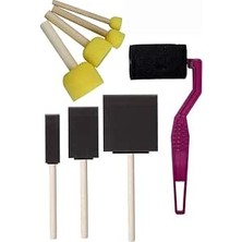 Happy Trend Rulo Kesik Uçlu ve Tampon Sünger Fırça Seti 8 Parça 1 Paket Ponpon Akrilik Boya Yağlı Boya Guaj Boya Sulu Boya Sanatsal
