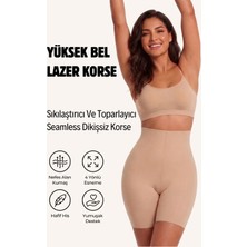 Womenmade Kadın Ten Rengi Yüksek Bel Lazer Kesim Iz Yapmayan Korse - Sıkılaştırıcı ve Toparlayıcı Push Up Seamless Dikişsiz Korse