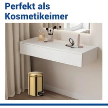 Leman Pedal Kovası Mat Altın 3 L - Kozmetik Kovası, Parmak Izi Önleyici Kaplamalı Çöp Kovası Kapasite: 3 L, Paslanmaz Çelik, 17 x 25 x 22,5 Cm, Altın
