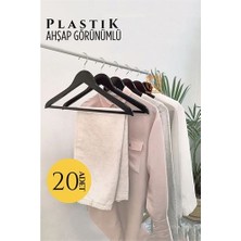 Modacar Ahşap Görünüm Plastik Askı 20 Adet Siyah 720520