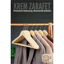Modacar 10'lu Lüks Krem Elbise Ceket Askısı - Ergonomik & Kaymaz Plastik Askı Seti -  Ahşap Görünümlü 722534