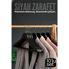 Modacar 10'lu Lüks Siyah Elbise Ceket Askısı - Ergonomik & Kaymaz Plastik Askı Seti -  Ahşap Görünümlü 722535