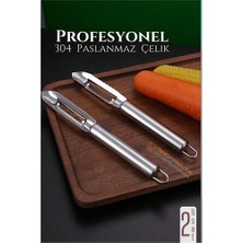Modacar Soyacak Seti - Sebze Soyacağı Kabak Oayacağı Profesyonel Paslanmaz Çelik 2 Li Set 722018