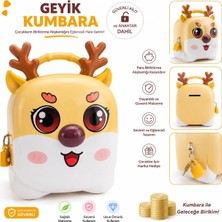 Shopfocus Sevimli Geyik Figürlü Kilitli Anahtarlı Kumbara Taşıma Sapı Özel Şeffaf Kutulu Hediyelik Çocuklar Için