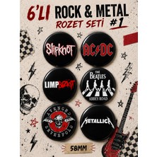 Mashspot 6'lı Rock Metal Rozet Seti #1, 58MM – Slipknot Ac/dc Metallica Limp Bizkit Beatles Avenged Sevenfold
