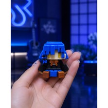 Vrd Chloe Yamada Ryo Mini Figür – Mavi Saçlı Anime Karakteri Pixelart - 3D Baskı Masaüstü Dekoratif Anime