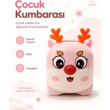 Shopfocus Sevimli Geyik Figürlü Kilitli Anahtarlı Kumbara Taşıma Sapı Özel Şeffaf Kutulu Hediyelik Çocuklar Için