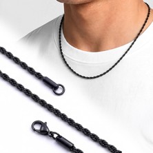 Beycen Aksesuar Rope Halat Erkek Çelik Kolye 2mm 55CM Siyah 3902ECK047