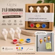 Mersi Shop 3’lü Dondurma Magnet Boyama Seti – Akrilik Boya ve Fırçalı Kendin Yap Hobi Seti