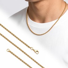 Beycen Aksesuar Hasır Örgü Erkek Çelik Kolye 2mm 55CM Gold 3902ECK040