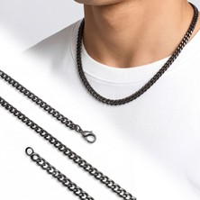 Beycen Aksesuar Mariner Zincir Erkek Çelik Kolye 6X2MM 55CM Siyah 3902ECK043
