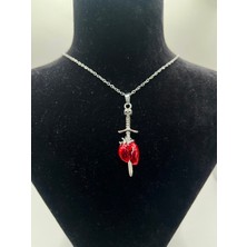 AG23 Tasarım Kılıç Detaylı Kalp Gotik Gothic Kolye